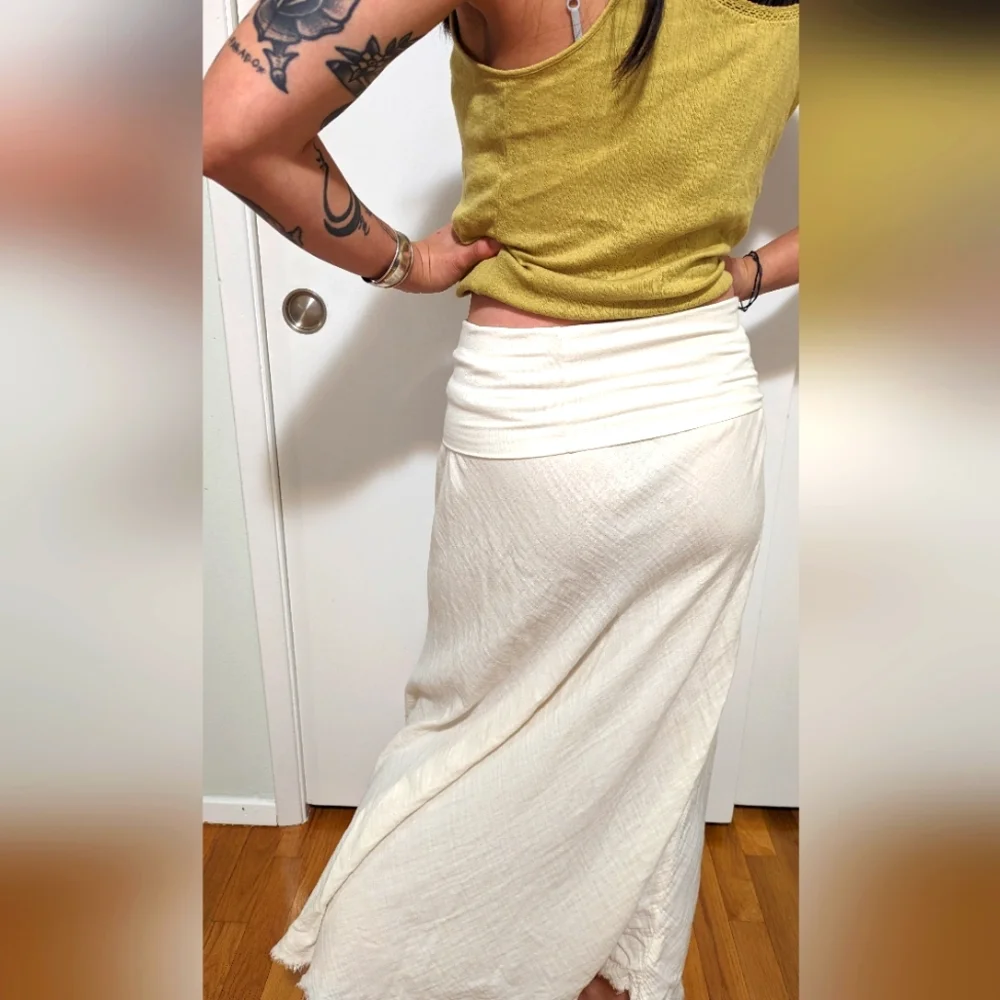 100% cotton/linen cream maxi skirt Bohemian Xs/S Sundance - Picture 2 of 4